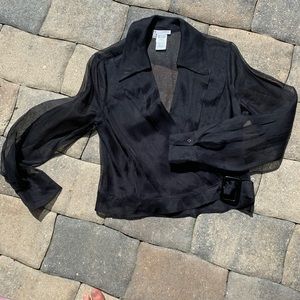 Nara Camicie 100% silk mesh black blazer